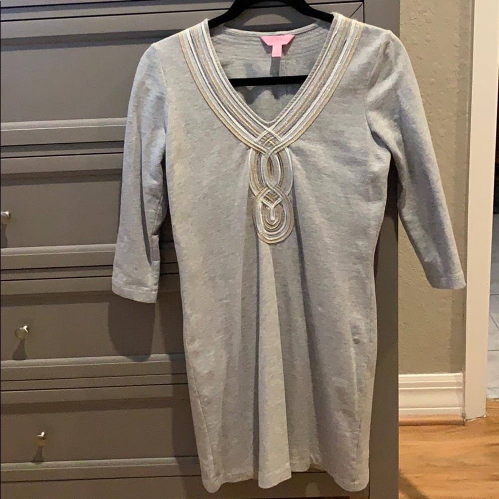 Lilly Pulitzer gray with gold and silver